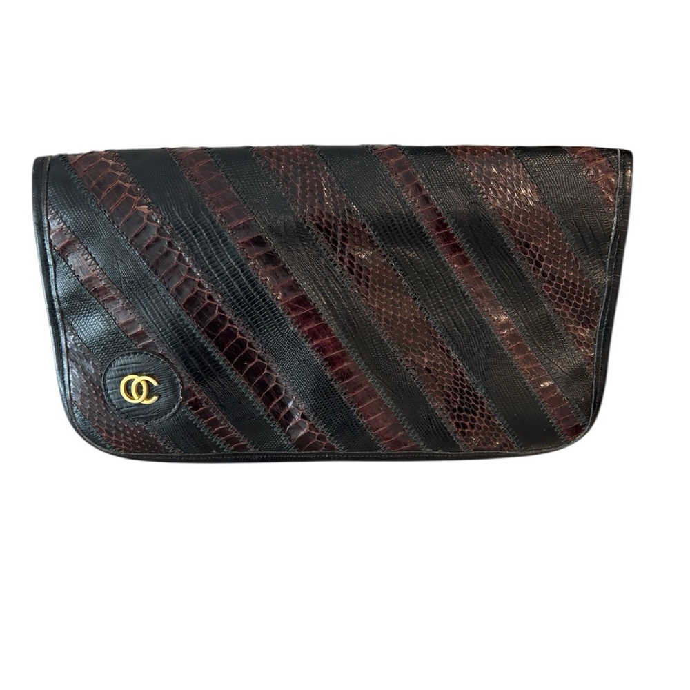 Vintage Oleg Cassini Black and Brown Clutch